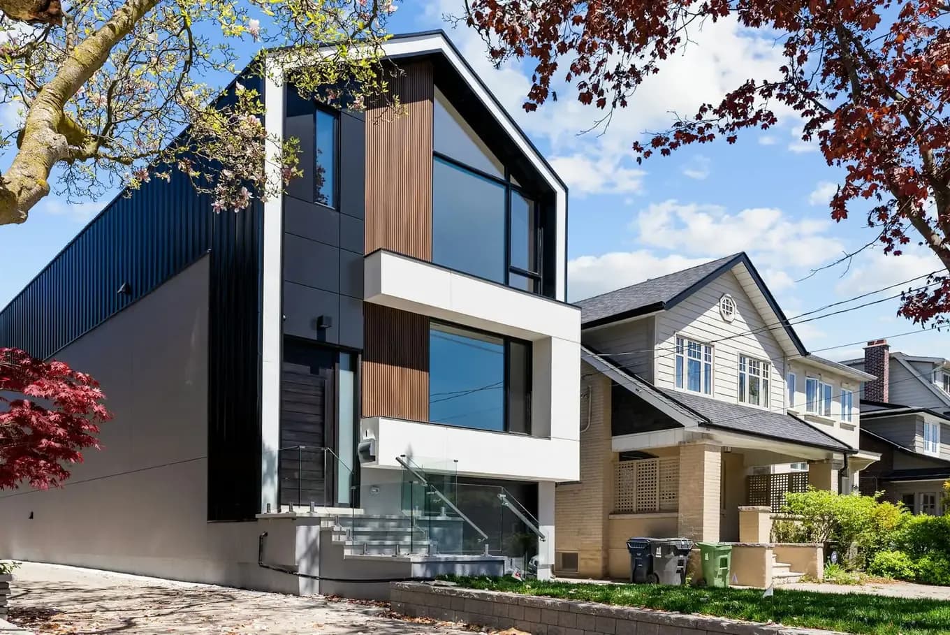 Street elevation with timber and dark cladding