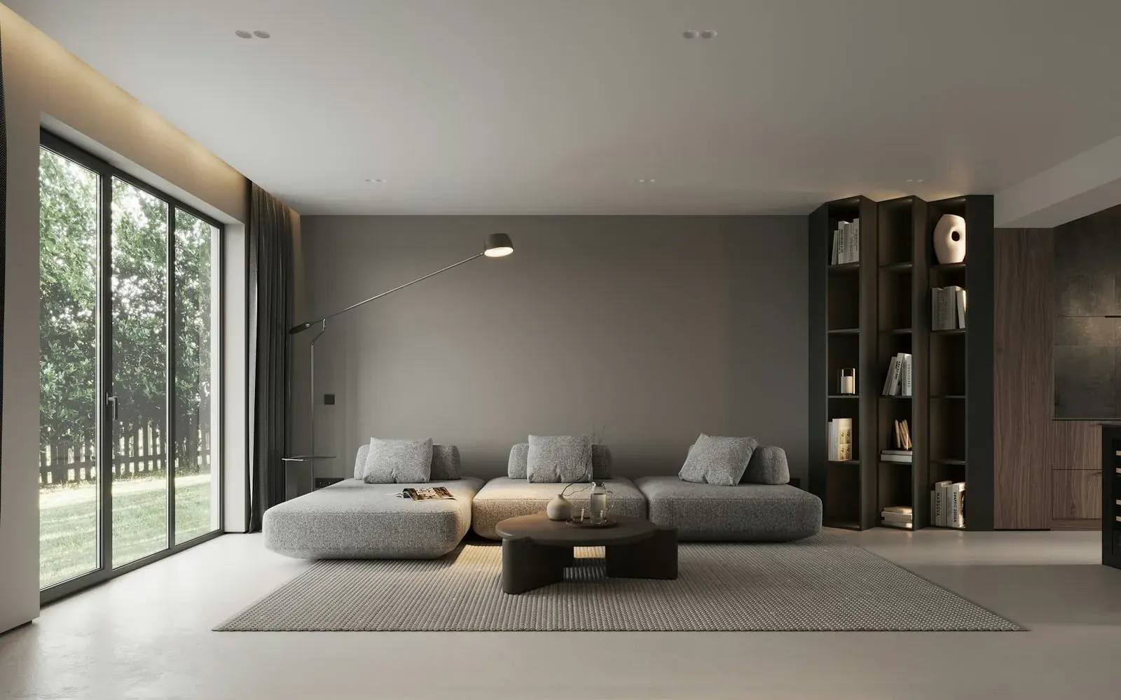 Living room opening onto the rear terrace