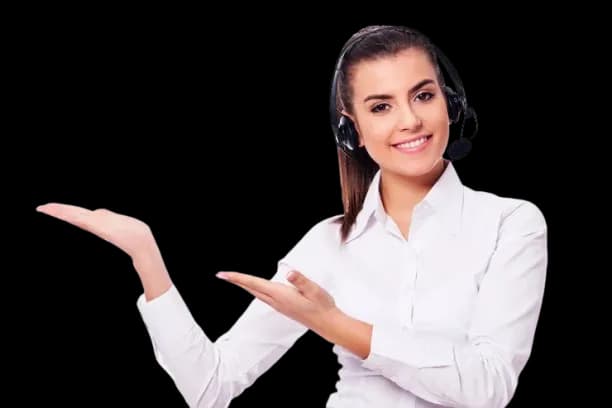 Friendly customer support agent wearing a headset