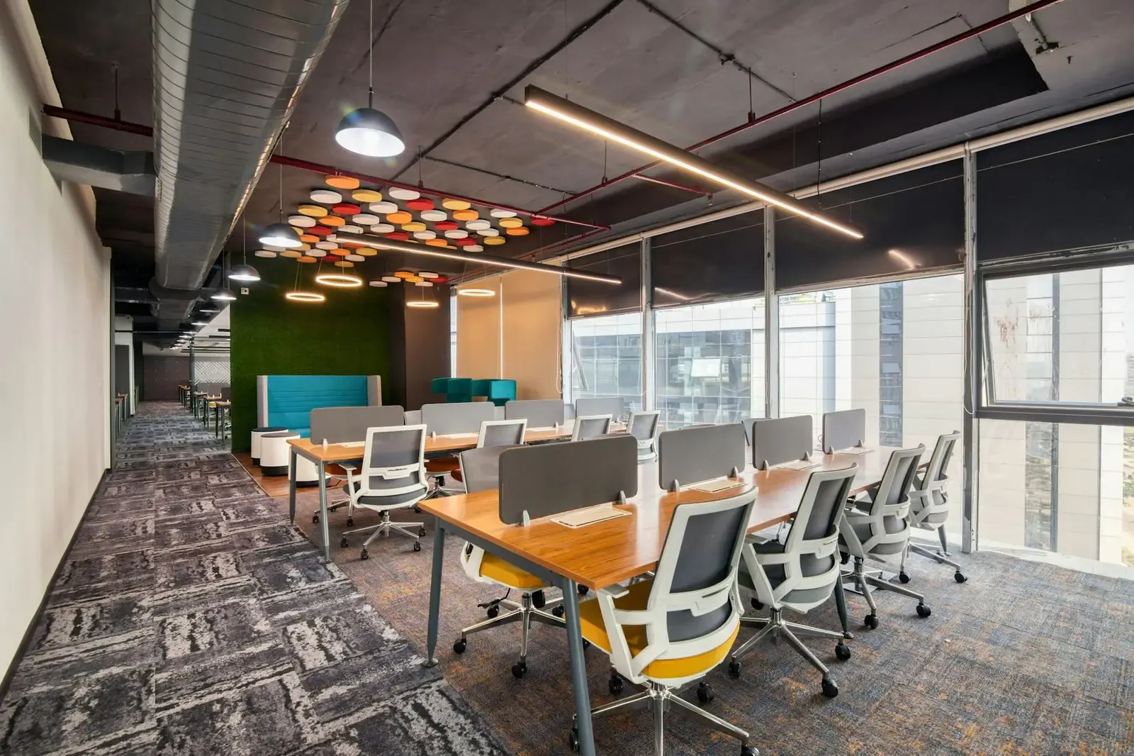 Open desking bay under the skylight