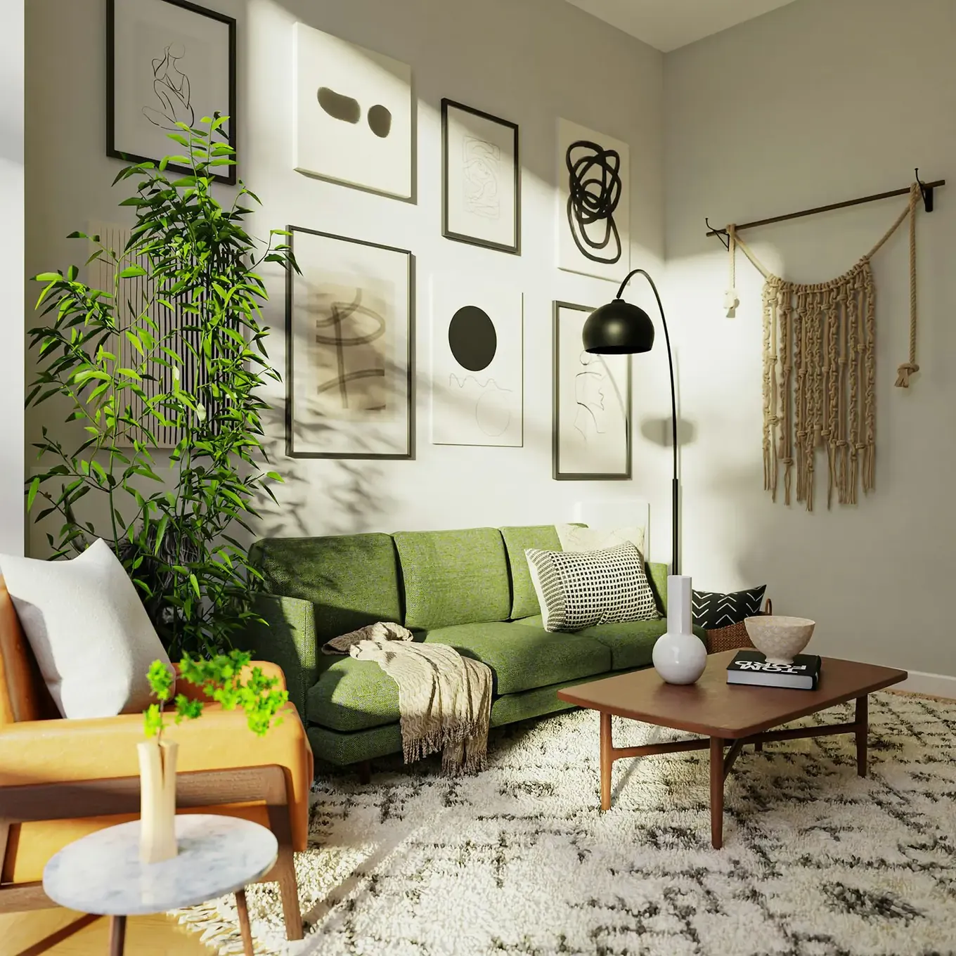 Planted seating area in the rear room