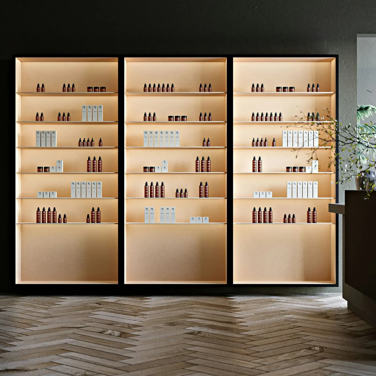 Backlit product shelving unit